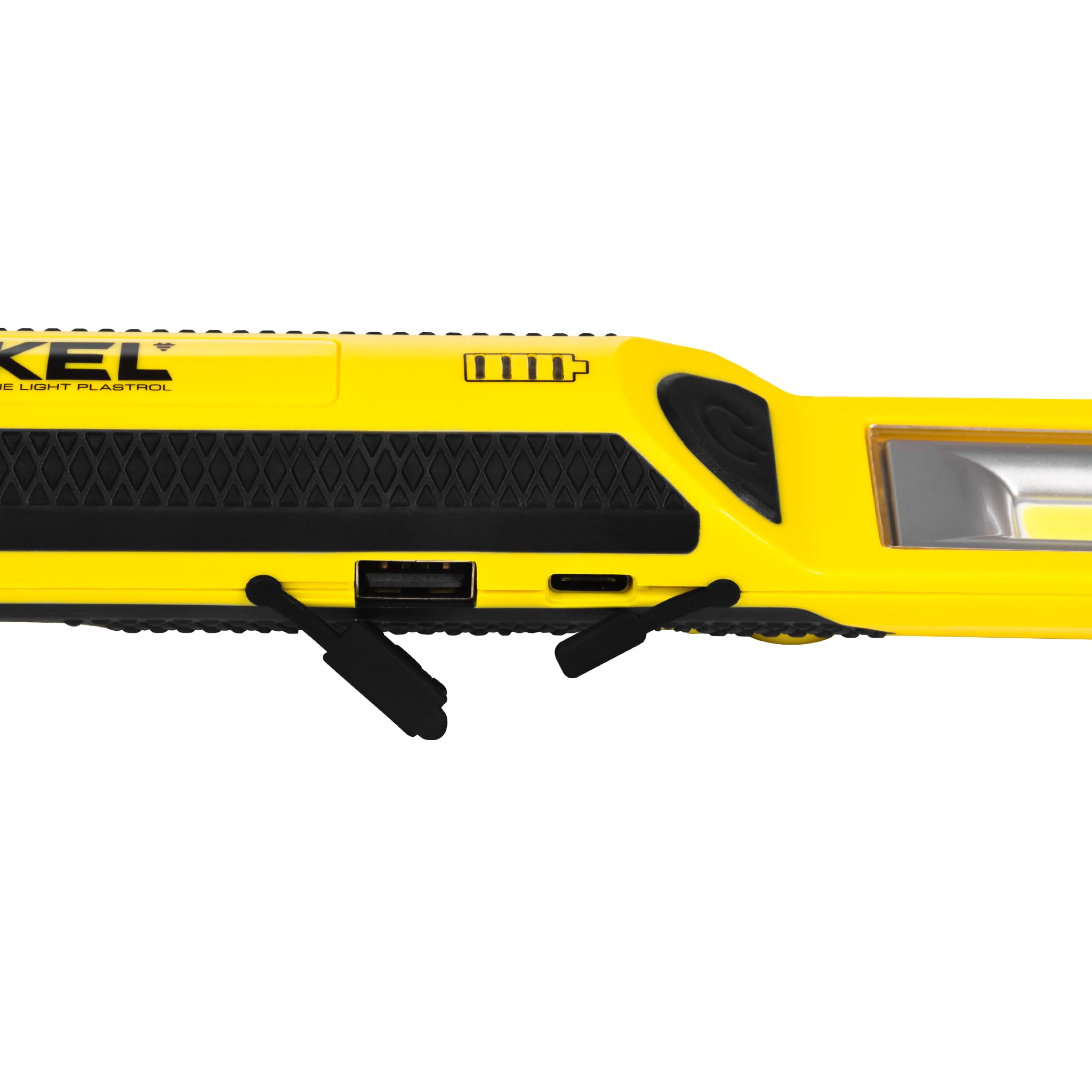 KEL Torcia da officina a LED, 3 W, 500 lm, lampada da lavoro ricaricabile con power bank, con clip magnetica per officina, durata 15 ore