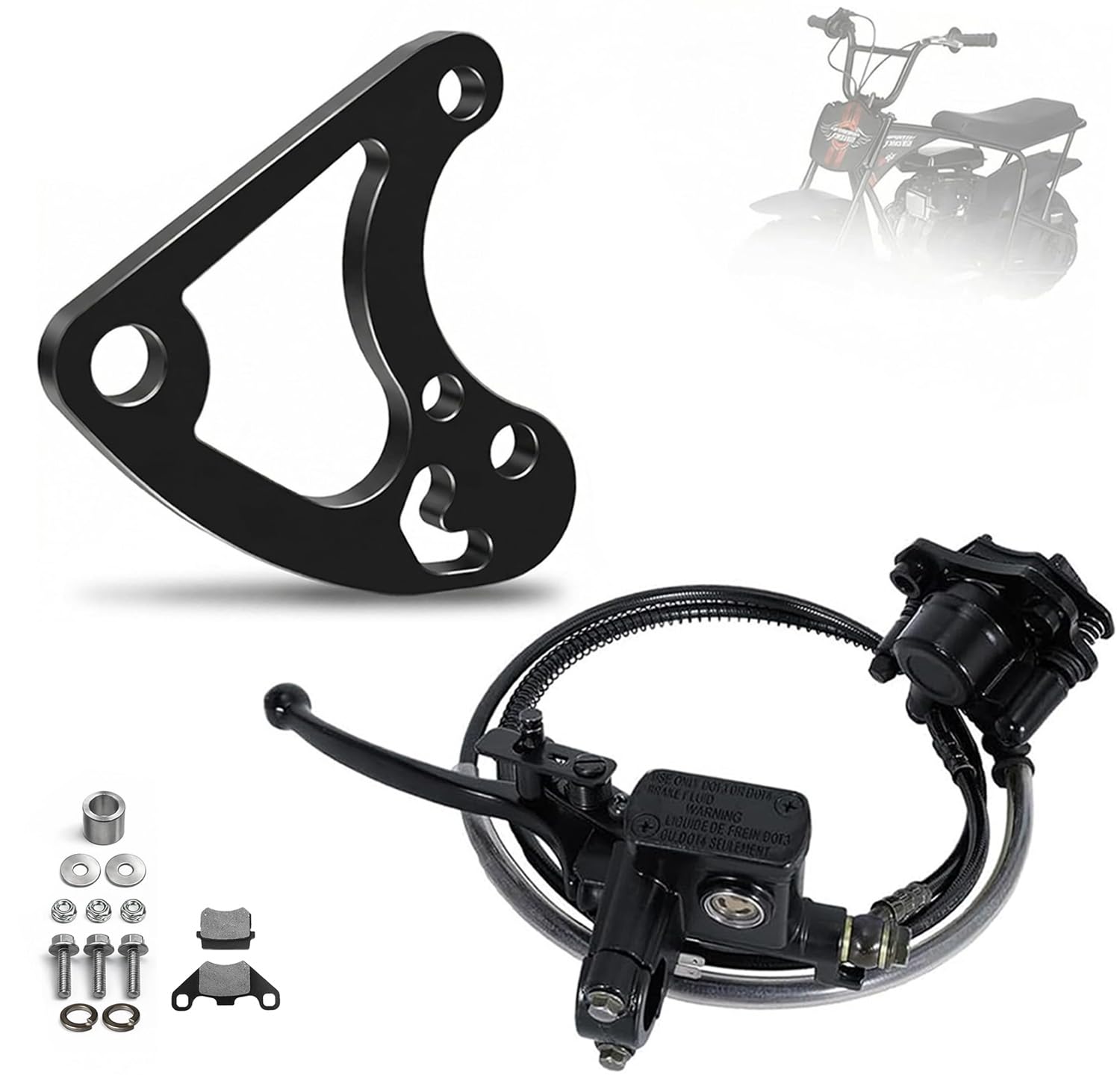 Photo 1 of Feralmoto Mini Bike to ATV Hydraulic Brake kit For FRP GMB100 98cc, Motovox MBX10 Monster Mega Moto MM80 80cc For Coleman CT100U CC100X; Heavy-Duty Steel Bolt-On Conversion Kit