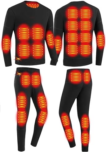 HAWFHH Heated Underwear Set, Women Men Thermal Heated Shirt and Long Johns with 28 Heating Zones, for Winter Home Indoors