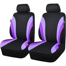 CAR PASS Line Rider Sporty Front Seat Covers,Purple Car Seat Covers Two Front Seats Only for Cute Women Girl, Airbag Compatible,Universal Fit Sedans,Cars,Vans,SUV,TruckBlack and Purple