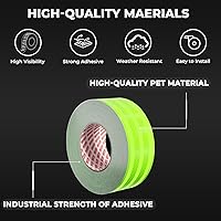 Vista 6 de SWRT Cinta Reflectante de 2 Pulgadas X 30 Pies para Exteriores Impermeable DOT-C2 Resistente a la Decoloración Verde Fluorescente Reflectante