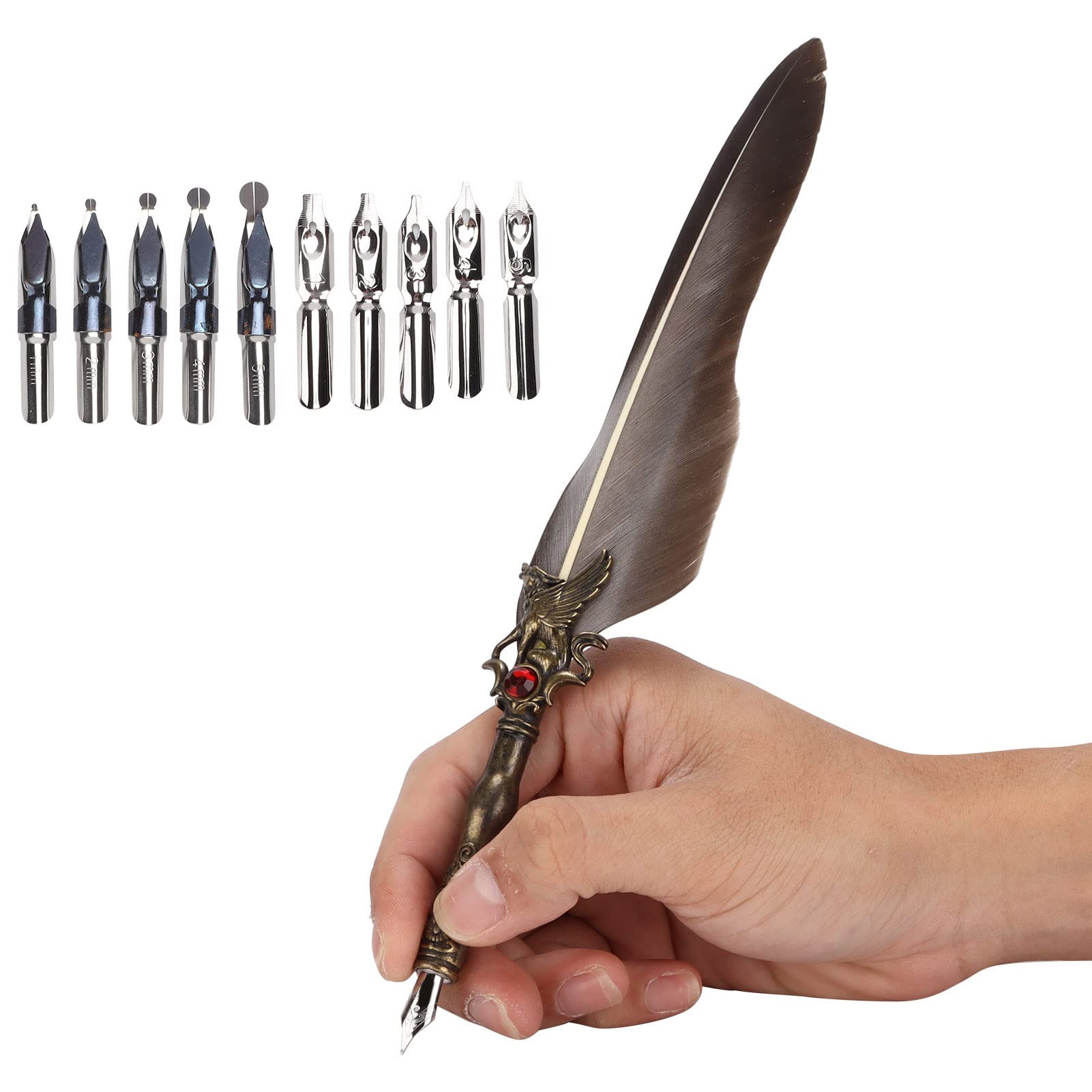Lot De 10 Stylos Plume Anciens Eagle Pencil Co. Avec Bec Faucon - Vintage, Bois Et Acier