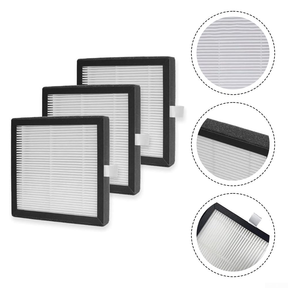 Zestaw 3 filtrów zamiennych do oczyszczacza powietrza Q7, 2 w 1, H13, filtr HEPA, 3-stopniowa filtracja przeciw kurzowi, do domu, biura, kolor biały