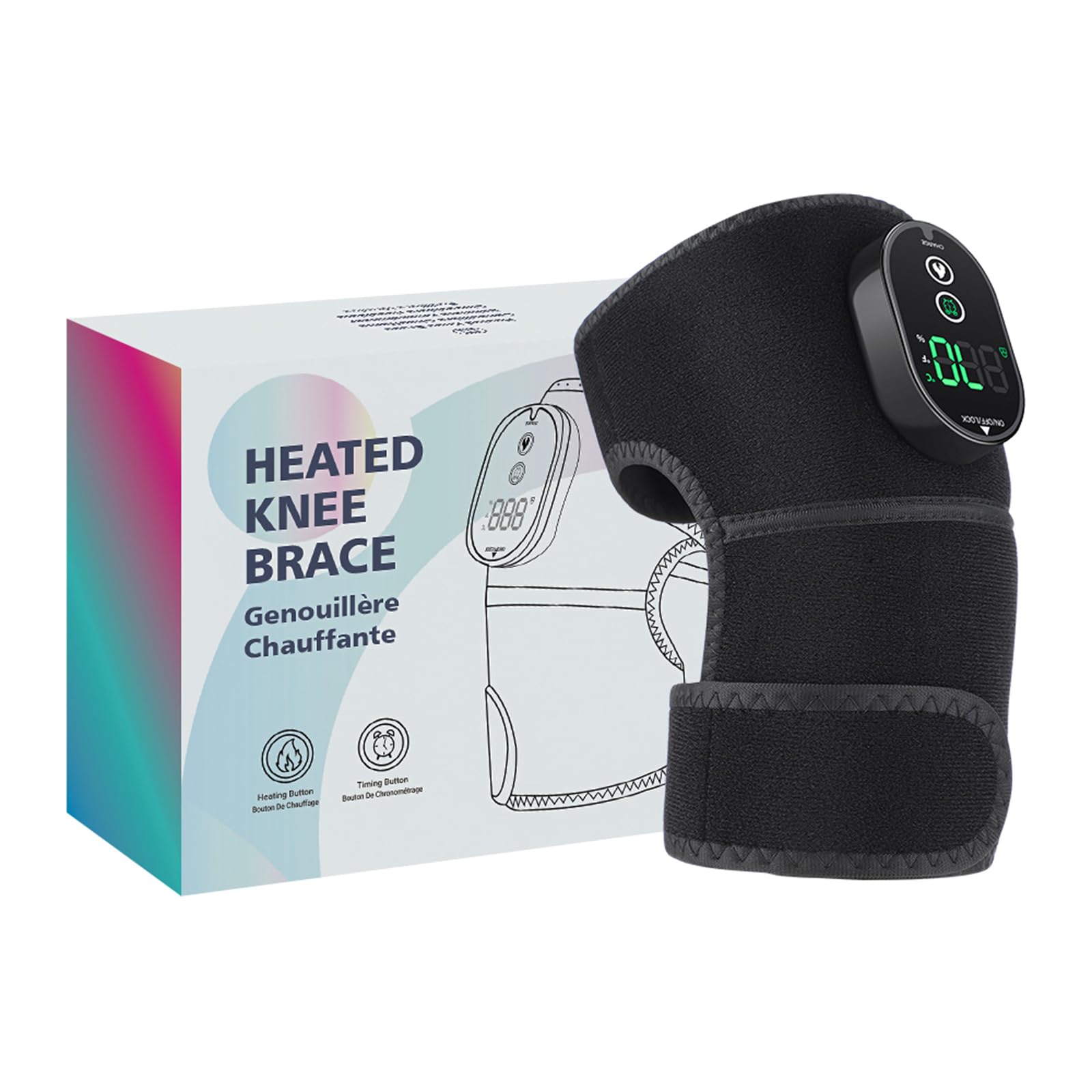 Masajeador de rodilla con calor 6 niveles de calefacción, masajeador eléctrico, rodillera calentada, rodillera calentada para hombres y mujeres