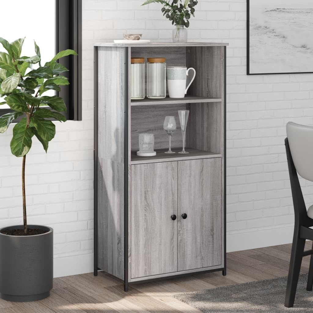 Buffet haut chêne brun 62x32x103.5 cm en bois d'ingénierie contemporain