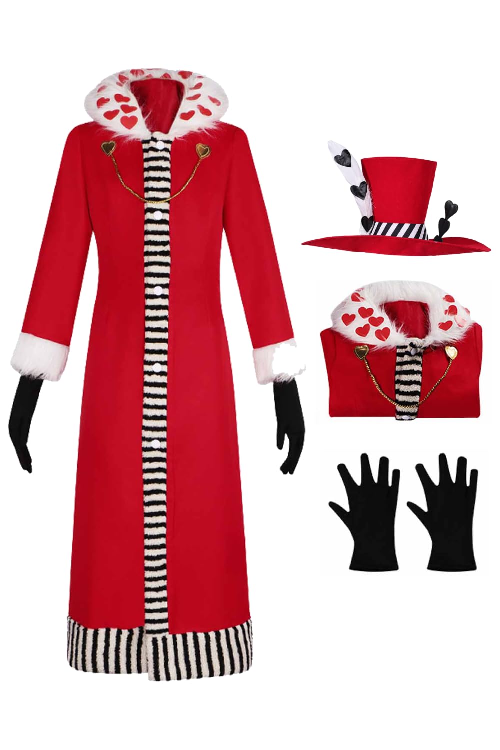 Yulefly Valentino Cosplay Costume Adult Anime Cosplay Hazbin Hotel Valentino Coat Hat Set Halloween Carnival XXL