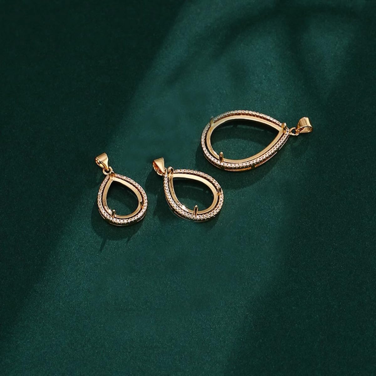 2pcs Prong Pendant Base Blank fit 12X16/13X18/13X24/18X25mm Teardrop Cabochon Setting Brass Charm Cameo Handmade Necklace Jewelry Making Craft