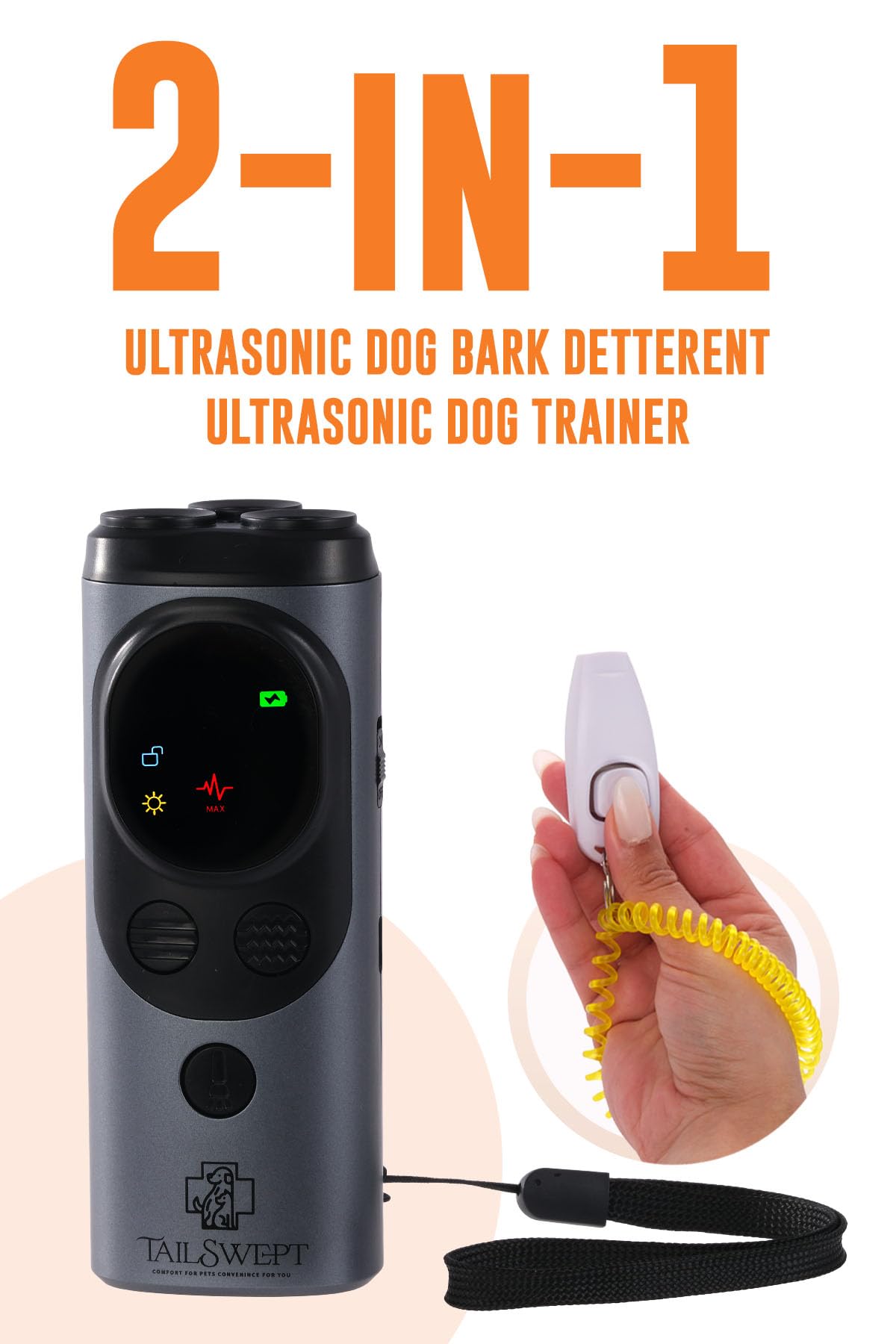Juego de dispositivos disuasorios de ladridos de perros 2 en 1 – Dispositivo anti ladridos para perros + silbato ultrasónico para perros + entrenador de clicker – Silenciador de ladridos