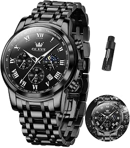 OLEVS Mens Watches Waterproof Luxury Stainless Steel Watches for Men Chronograph Analog Quartz Dress Men's Watches Casual Big Face Mens Watch Day Date Easy Read Men Wrist Watch