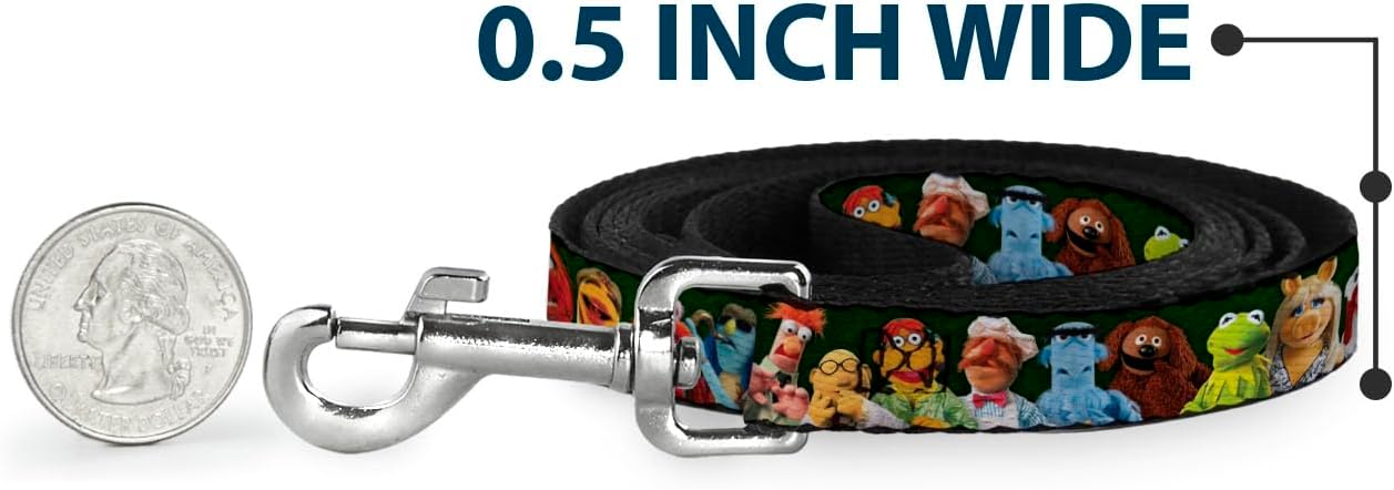 Buckle-Down Dog Leash Muppets 20 Character Group Pose Greens 6 Feet Long 1.0 Inch Wide, Multicolor (DL-6FT-WDY281)
