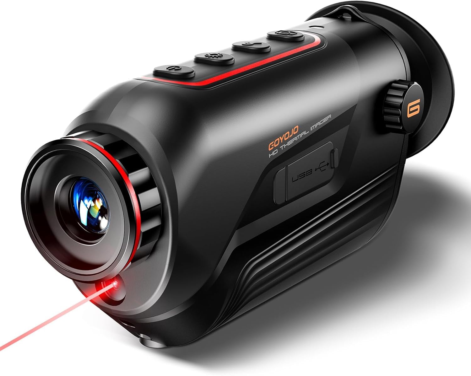 GOYOJO Monoculaire thermique portable avec objectif focal de 15 mm, 256 x 192 (25 Hz), transmission sans fil intégrée, 6 palettes de couleurs