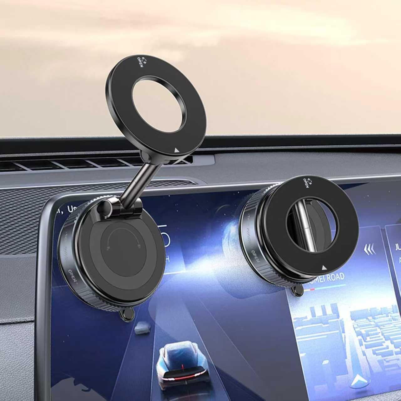 2026 Upgraded Vacuum Magnetic Car Phone Holder 360° Adjustable Ultra Suction Cup Phone Mount for MagSafe Cell Phone Holders for Your Car/Gym/Mirror Mount for iPhone & Android