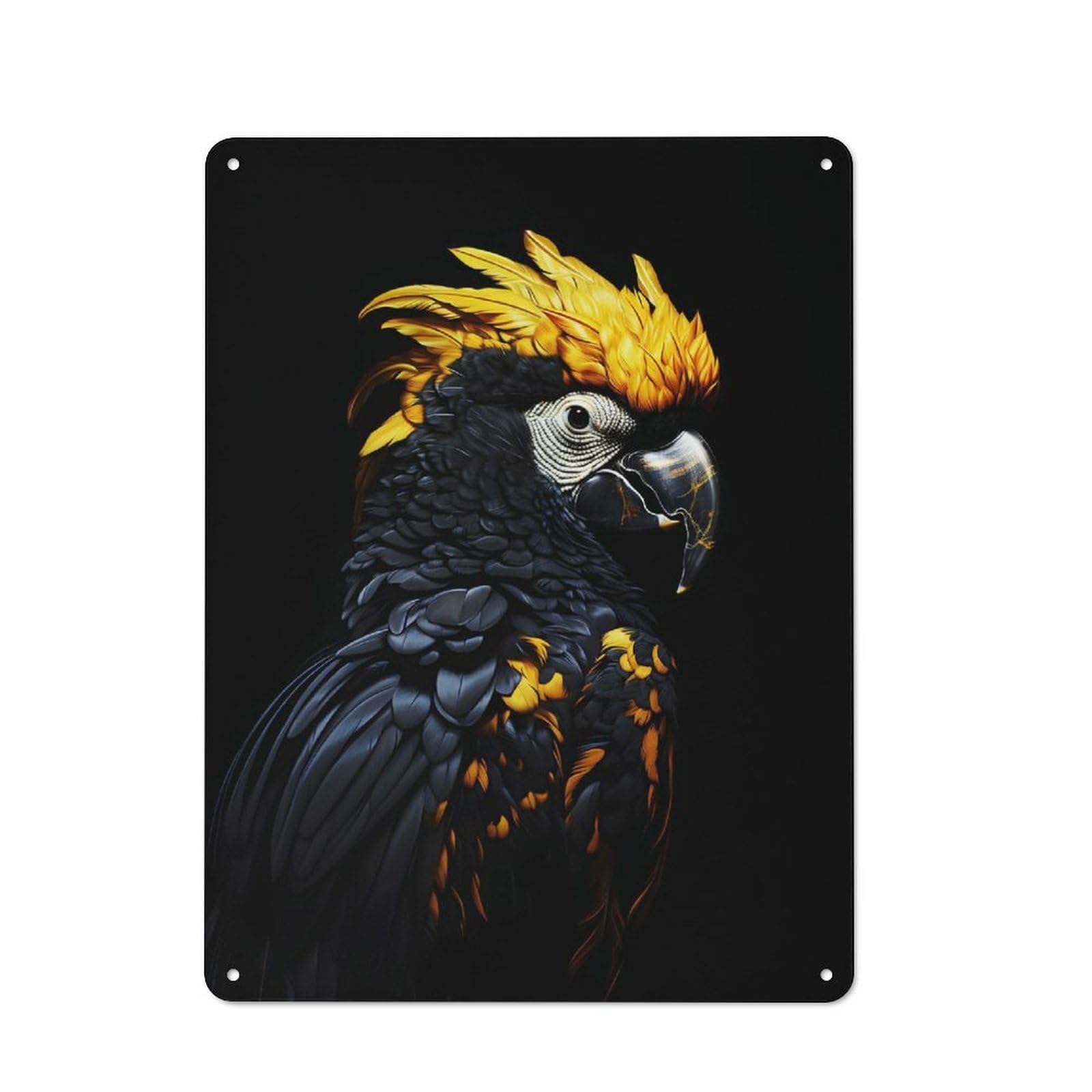 Junmoney Style-13 Vintage Metal Plaque 40X30cm Featuring Black And Gold Parrot For Hallway Wall, For Wall Display Collectors