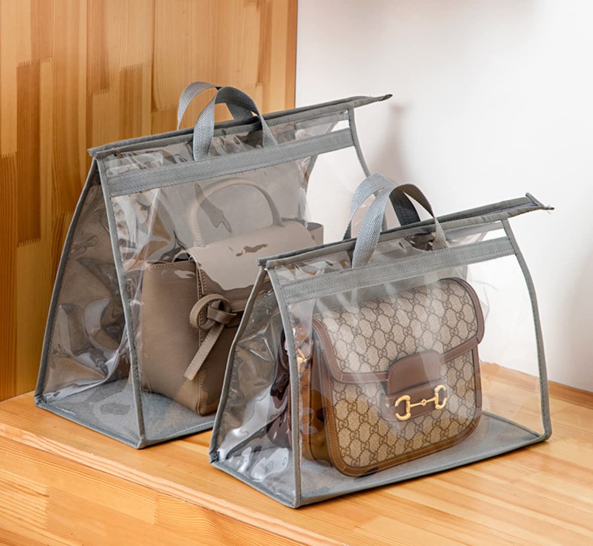 2Pack handtaschen aufbewahrung, Taschen aufbewahrung hängend, Handtasche Organizer Staubschutzbeutel Transparente, Anti-Staub Geldbörse