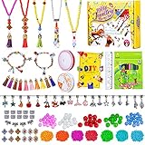 Schmuck Basteln Mädchen set, Kinderschmuck DIY Designer Perlen Set als halskette armband Schmuckherstellung set für Mädchen Jungen Erwachsene Geschenk