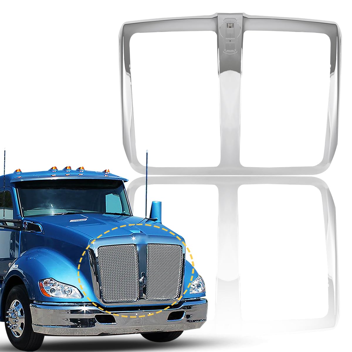 Sterlix Chrome Grille Frame for Kenworth T660 (NO Aluminum Bug Mesh) Replacement Kenworth T660 Front Grill