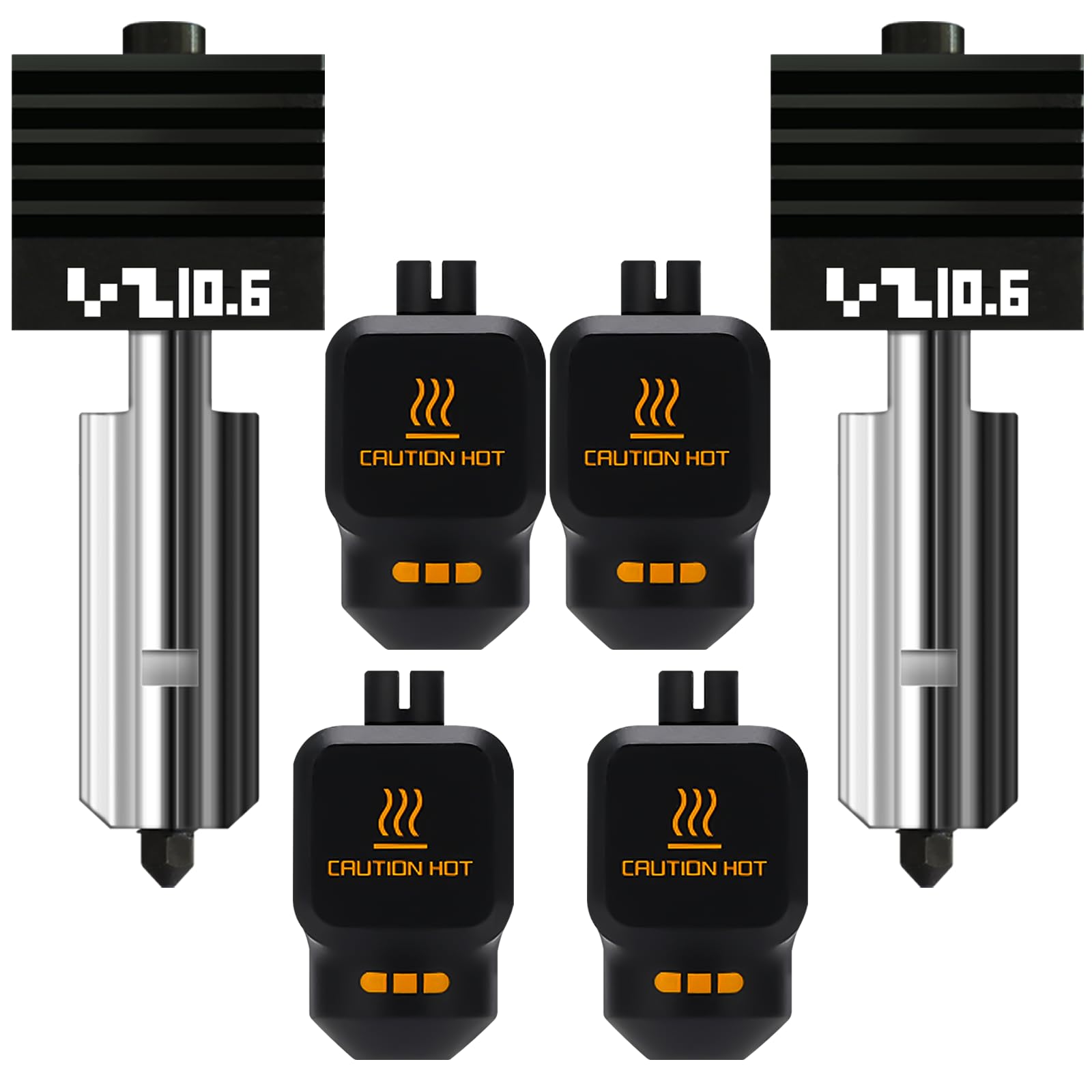 Lot de 2 kits de hotend améliorés de 0,6 mm pour Bambu Lab P2S/H2D/H2S (avec 4 chaussettes en silicone), extrudeuse avec buse en acier trempé et bloc chauffant électroplaqué pour accessoires