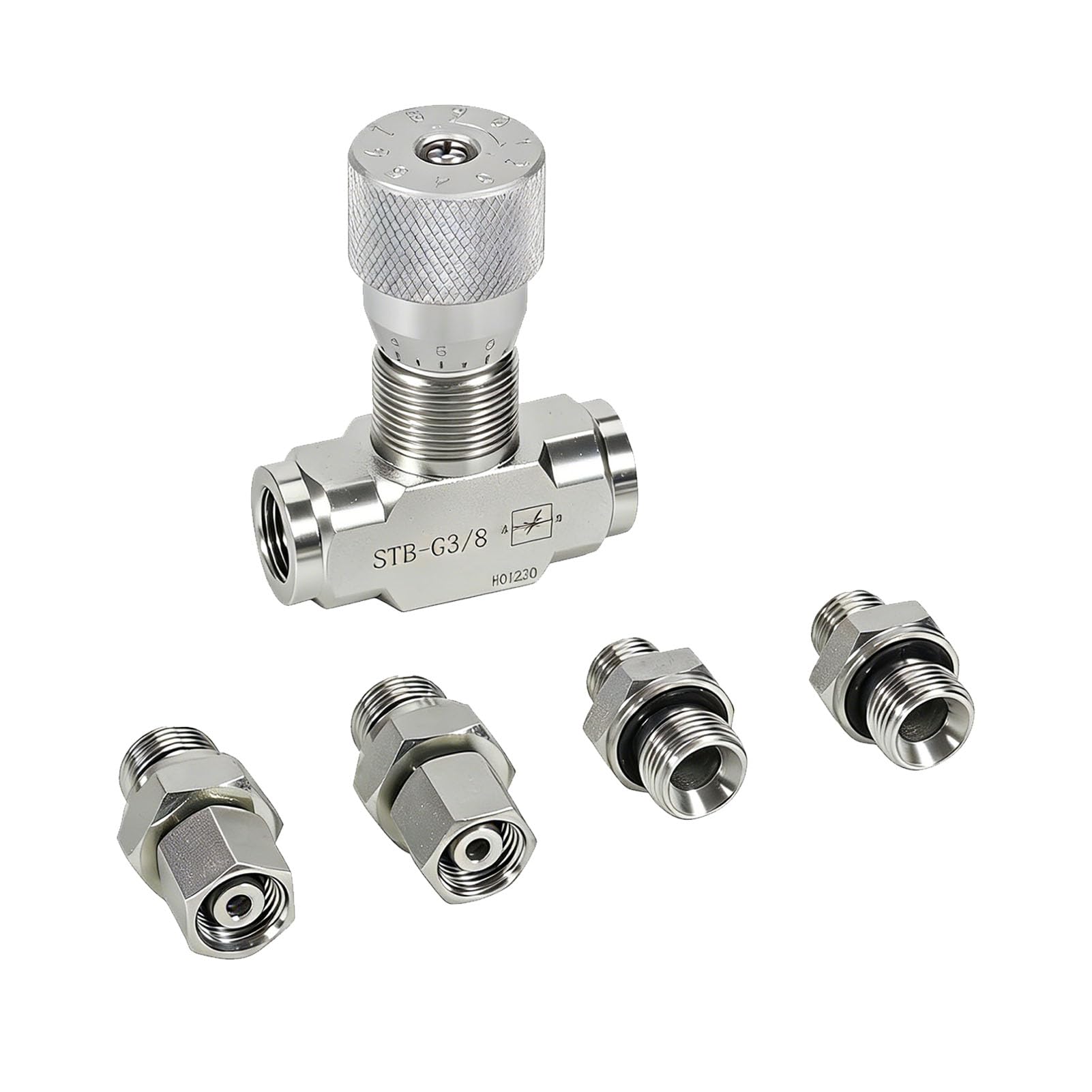 3/8-Zoll-Hydraulik-Durchflussregelventil für Minibagger der STB-Serie (0,8–2 Tonnen), Bidirektionales Hydraulik-Durchflussregelventil mit M14-Anschluss Zur Zylinderdrehzahlregelung