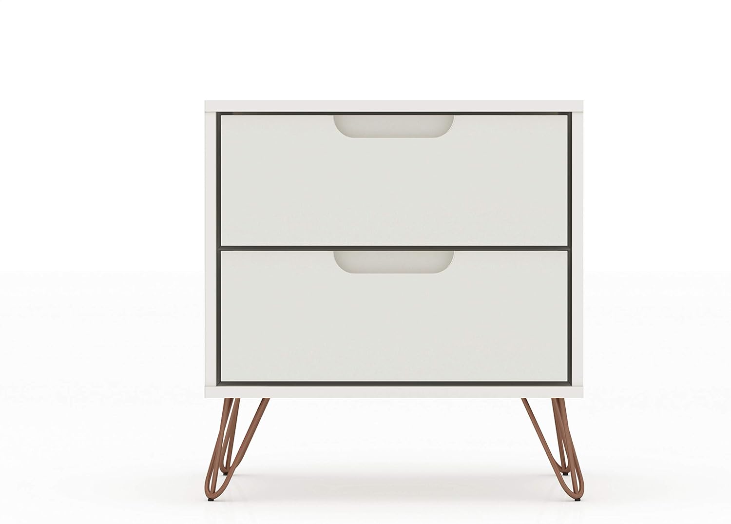 Manhattan Comfort Rockefeller Mid-Century Modern 2 Drawer Bedroom Nightstand, 20.08