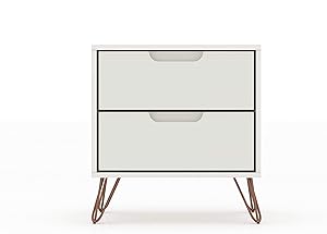 Manhattan Comfort Rockefeller Mid-Century Modern 2 Drawer Bedroom Nightstand, 20.08