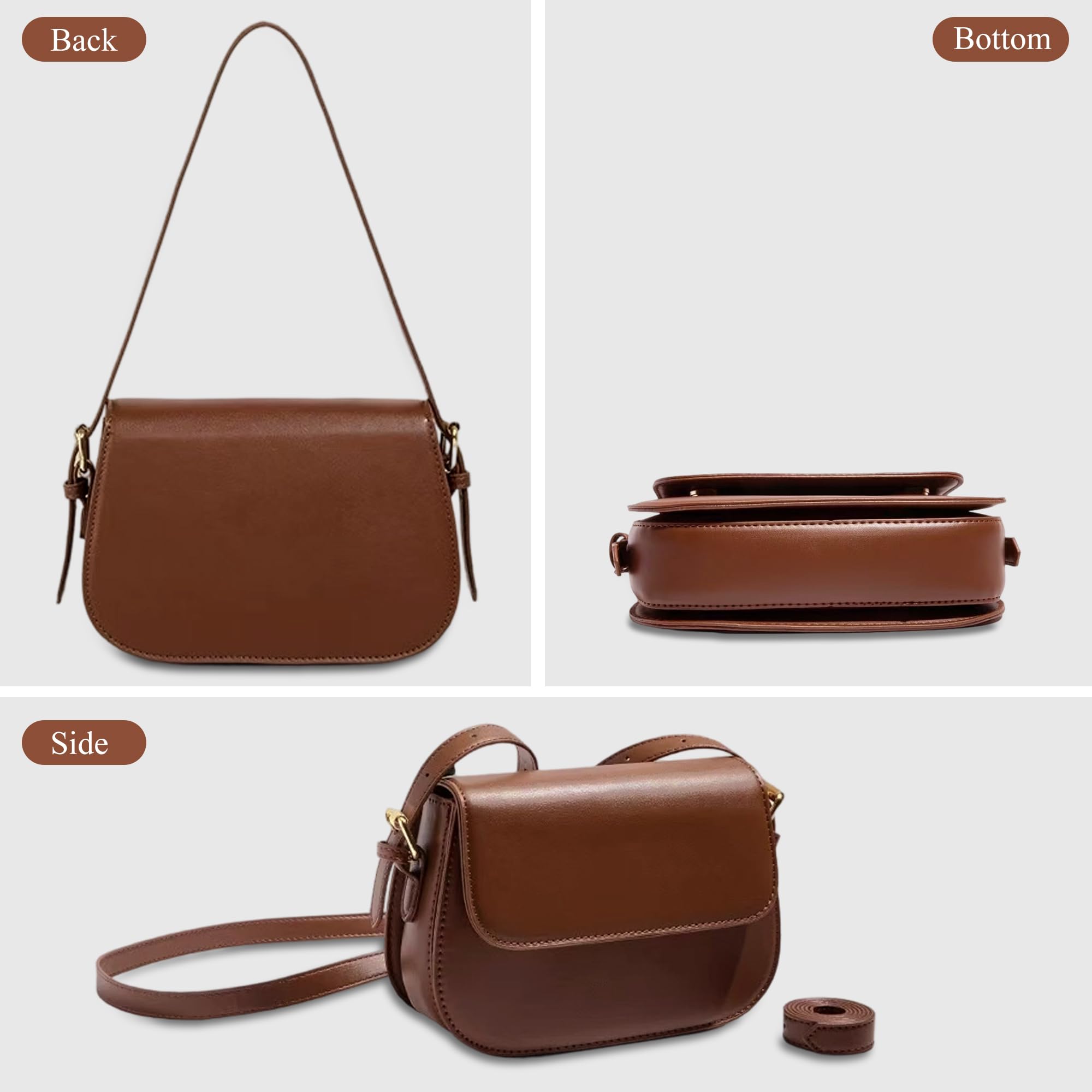 Borsa Donna Tracolla Elegante in Pelle Sintetica – Borsa a Spalla Borsetta a Mano Nera Moda con Tracolla Regolabile per Ufficio, Shopping, Serata