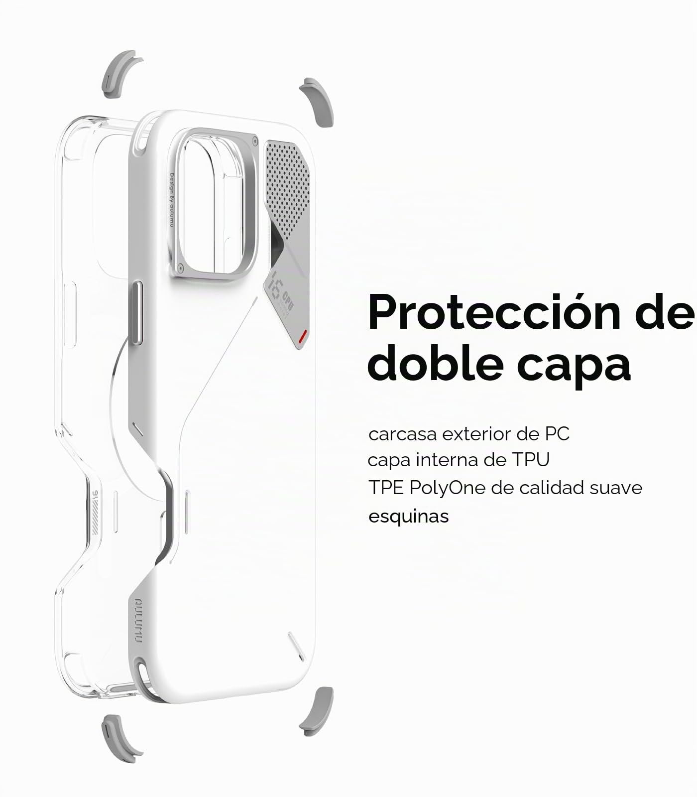 Aulumu A16 Prueba Golpes Funda para iPhone 16 Pro MAX | Refrigeración Real | Marco de Cámara de Aleación de Aluminio | Protección Compuesta de Múltiples Capas - Marrón Amarillento