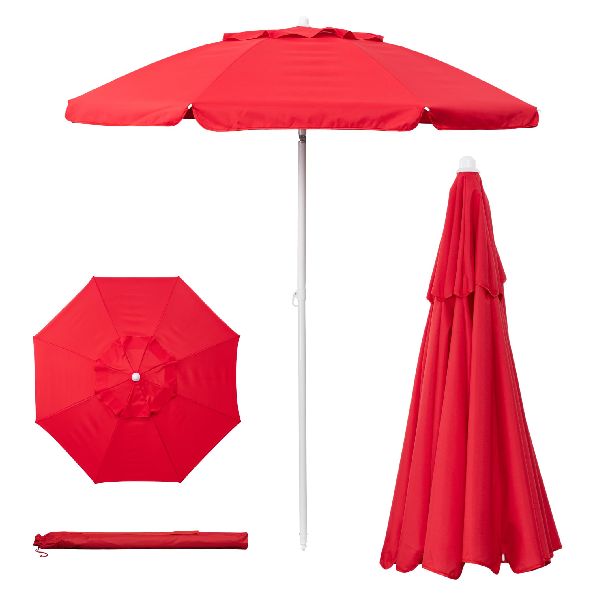 PICNIC TIME ONIVA - a Brand Outdoor Canopy Sunshade Beach Umbrella 5.5' - Small Patio Umbrella - Beach Chair Umbrella, (Red)