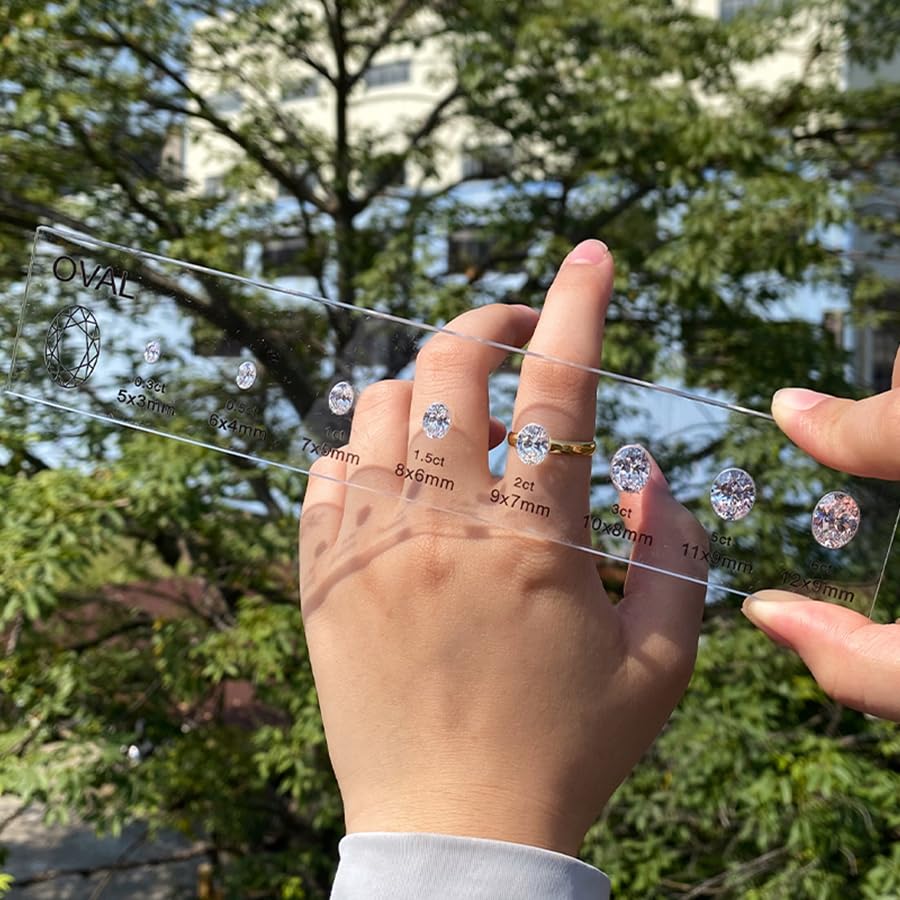 Diamond Size Shape Guide Selector Kit, 5A Cubic Zirconia Engagement Ring Size Comparison Tool, Classic Round Diamond Cutting Shape 8 Different Size2