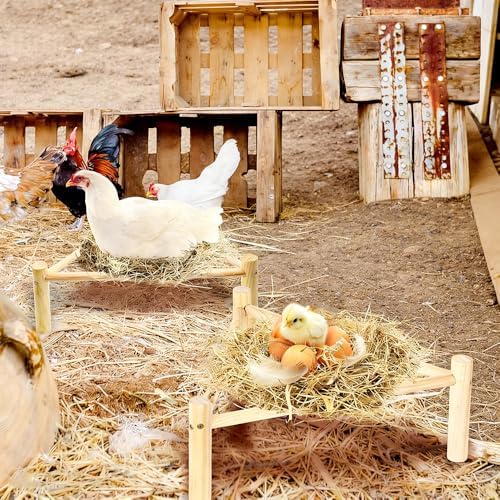 Chicken Perch for Coop & Brooder, Pine Wooden Chicken Toys & Coop Accessories for Chicken Triangular Gym Roosting Bar for Large Hens Parrots Birds, Natural Poultry Stand Chicken Nesting Support - 5