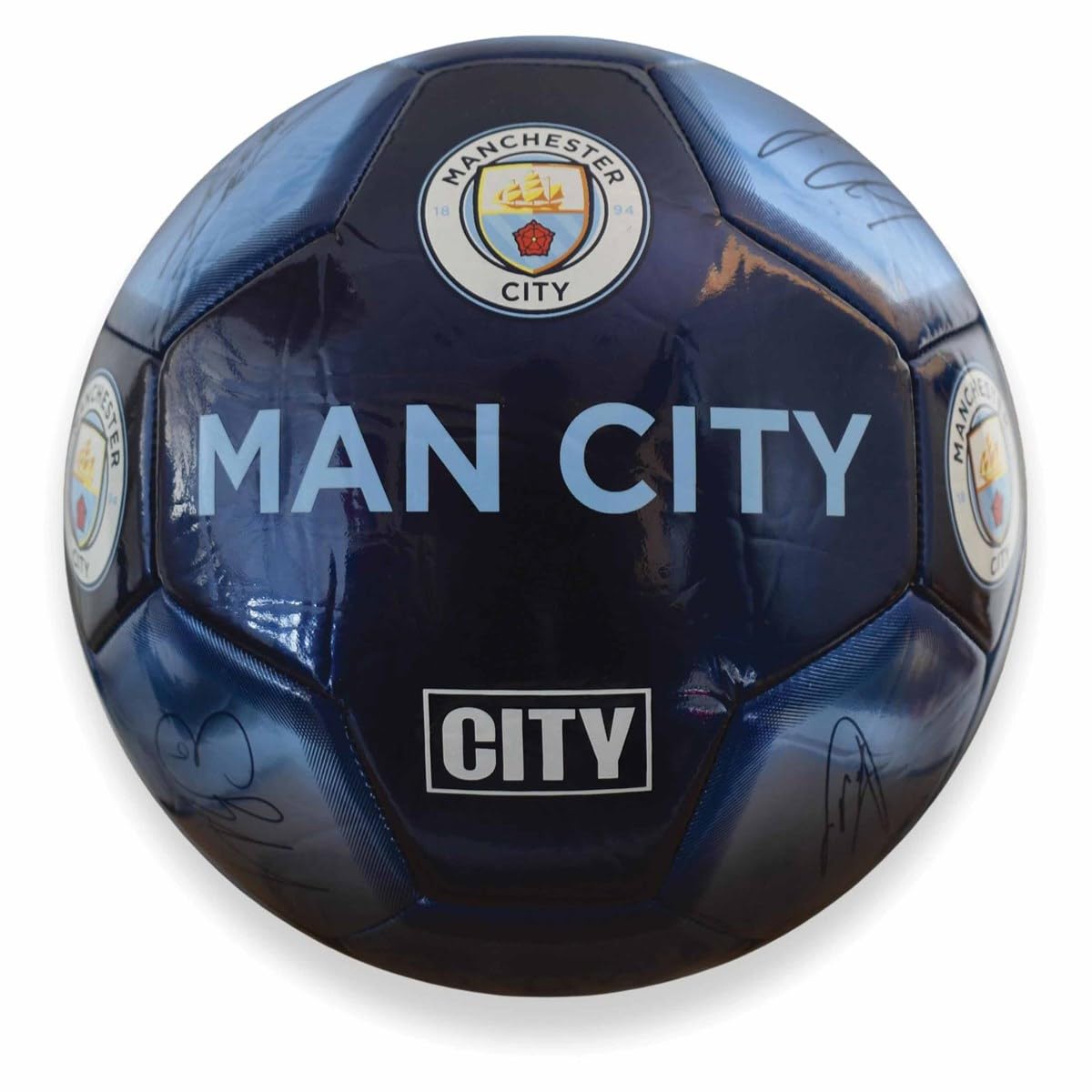 Ballon Manchester City Officiel Hy-Pro – Taille 5, Design Blitz, Bleu Ciel, Pour Entraînement Et Collection