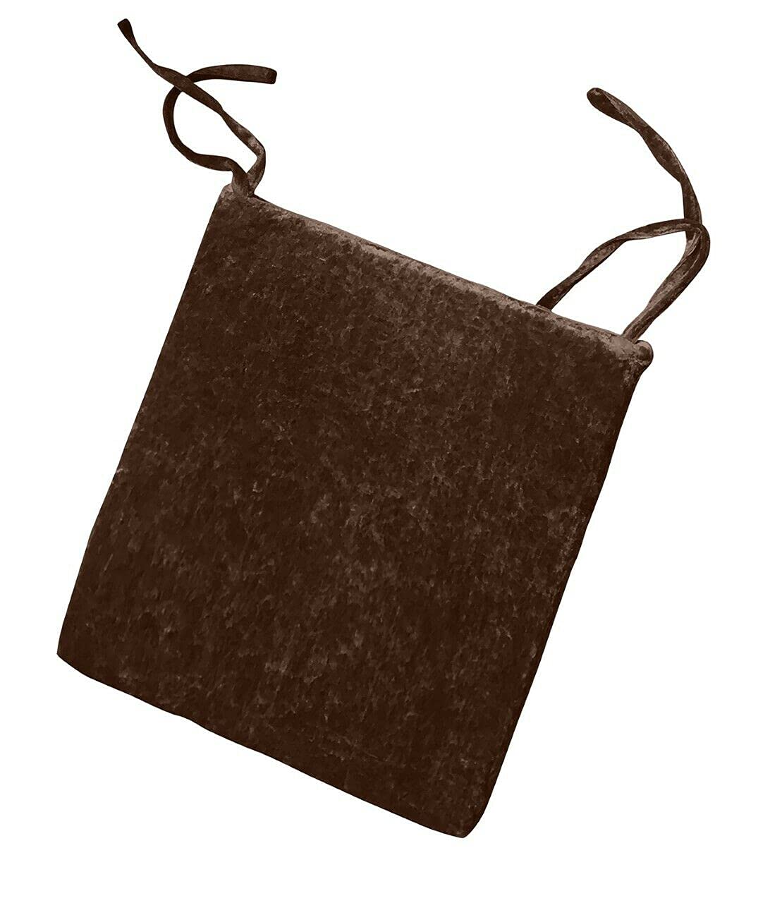 NIGHTZONE Luxury Crushed Velvet Filled Foam Seat Pad Chair Cushions With Ties Chair Seat Pads (Chocolate, 6)