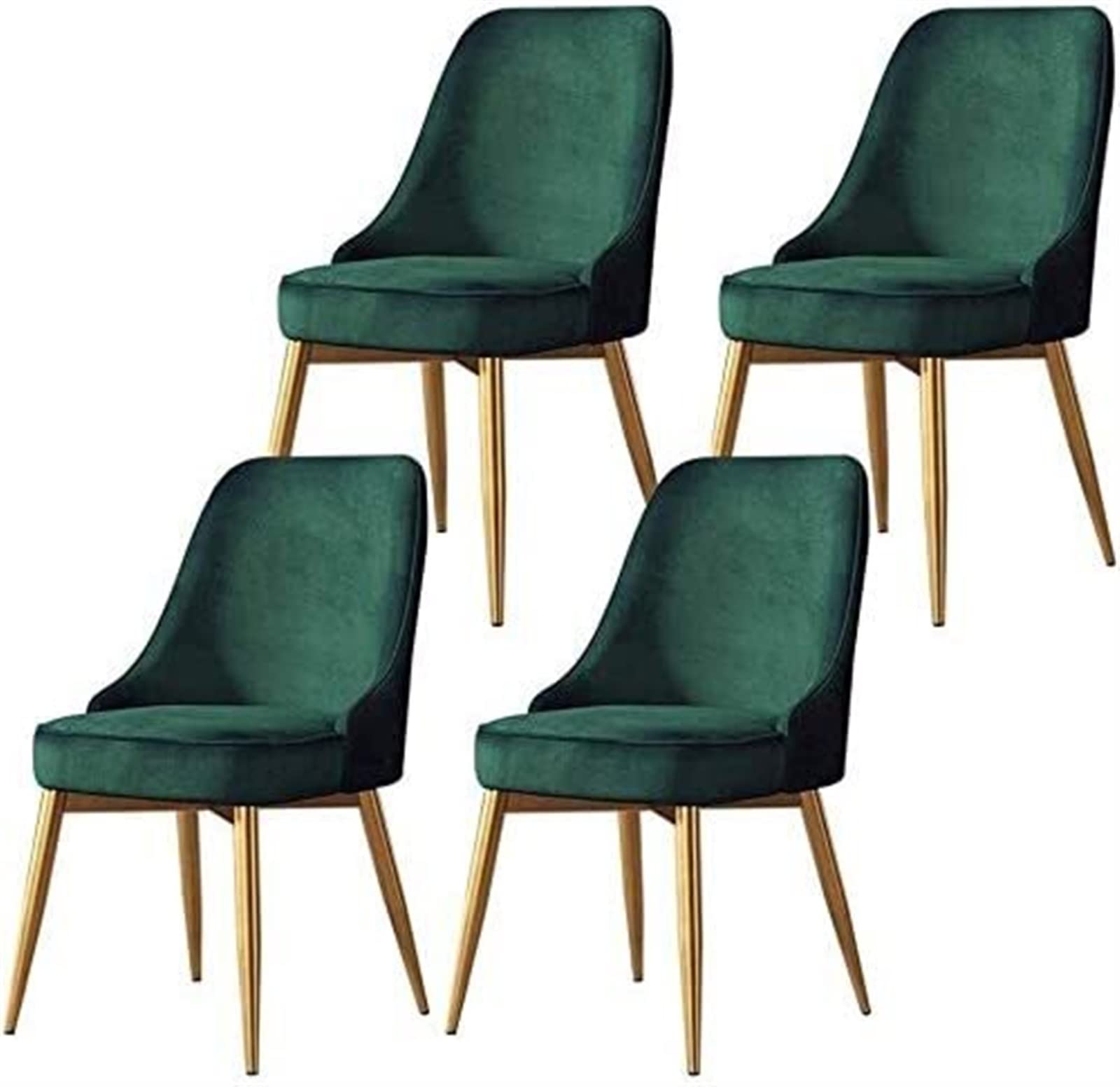 SJIALEN Modern Dining Chairs Set of 4, for Office Kitchen Lounge Dining Room Chair Soft Cushion Metal Legs Slip Feet Dining Chairs Kitchen Chair (Color : Green, Size : 50x52x85cm)