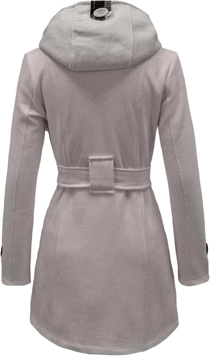 WIWIQS Women's Hooded Double-Breasted Thick Wool Blend Trench Coat Jacket Winter Mid-Long Pea Coat with Belt - Image 2