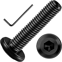 20Pcs M6 Bolts, M6 x 30mm Flat Head Hex Socket Cap Screws Bolts, 304 Stainless Steel Furniture Bolt Full Thread, Black Oxide, with Hex Key