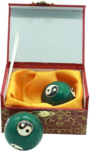 Miniatura 7 de BRABUD - Bolas de mano de salud talladas de 1.5 pulgadas, patrón de tai chi, Cloisonne, para ejercicio, colección artesanal BS142 (S, verde)