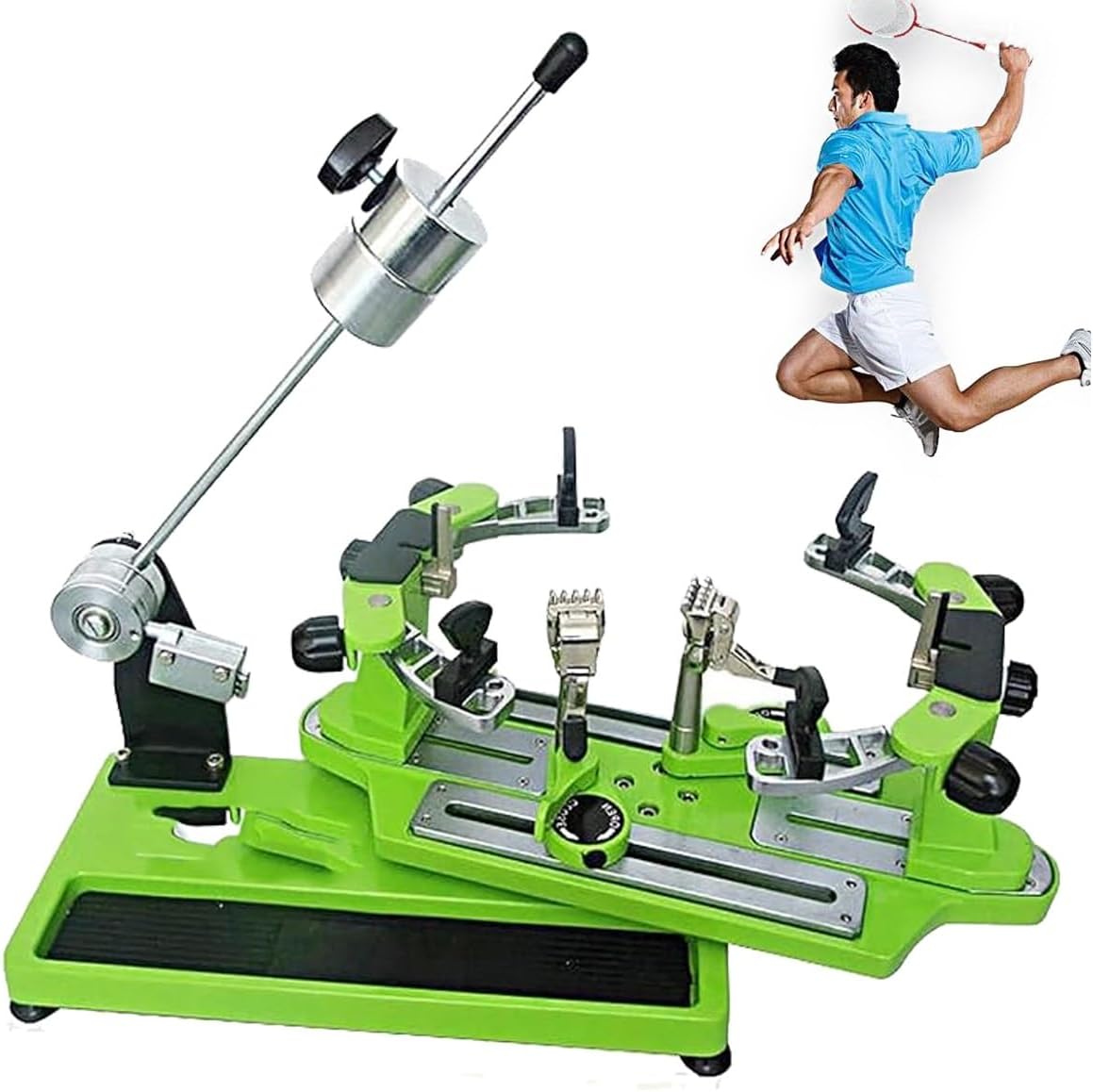 Tennis & Badminton Racket Stringing Machine – 6-Point Fixed, with Racquet Rotation & Anti-Slip Pull Wire Restring Tools