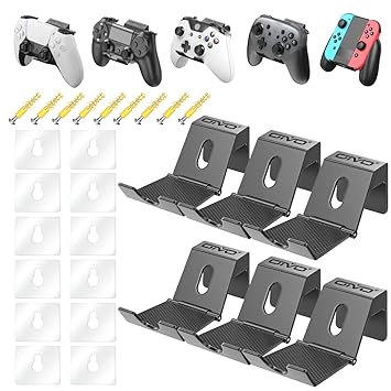OIVO Controller Wall Mount Holder for PS3/PS4/PS5/Xbox 360/Xbox One/S/X/Elite/Series S/Series X Controller, Pro Controller, Foldable Wall Mount for Video Game Controller&Headphones -6 Pack