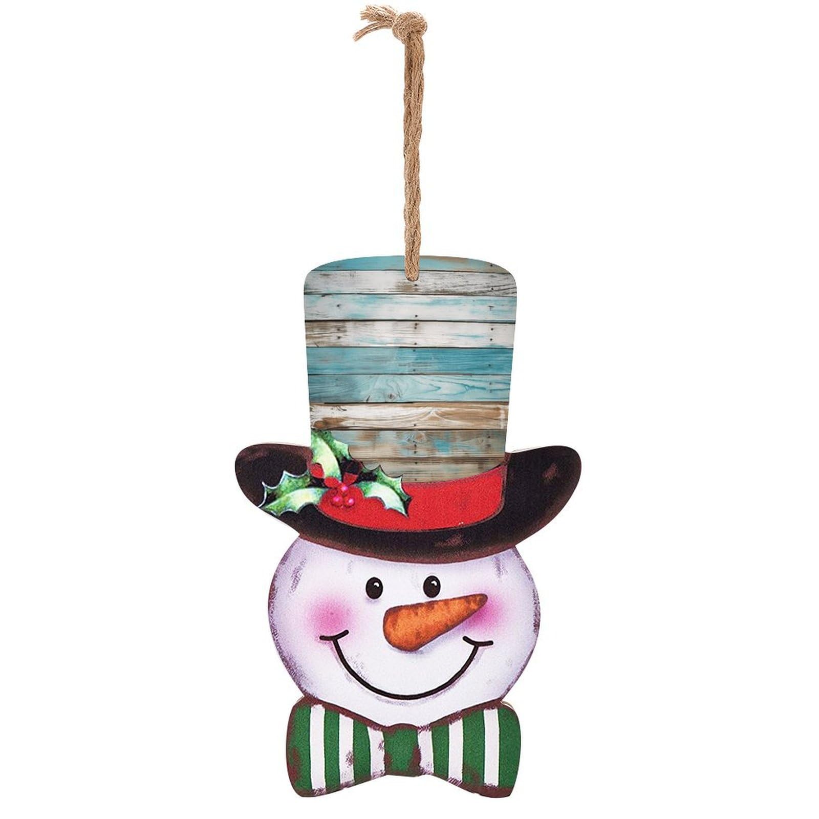 Panneau en bois suspendre bonhomme de neige finition vintage