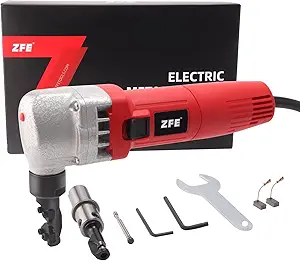 Electric Metal Nibbler, ZFE 380W Electric Sheet Steel Nibbler Metal Shear with 1700RPM High Speed Rotor for Cutting Stainless Steel, Aluminium, Plastic