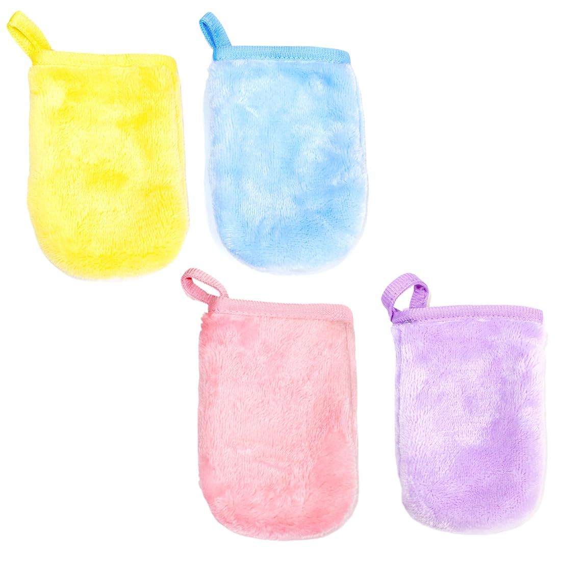 4 piezas manoplas de baño, toallas pequeñas, guantes para lavarse, guantes de limpieza facial, manoplas para la ducha, microfibra, suave, alta absorción de agua (9 x 13 cm) (4 colores)