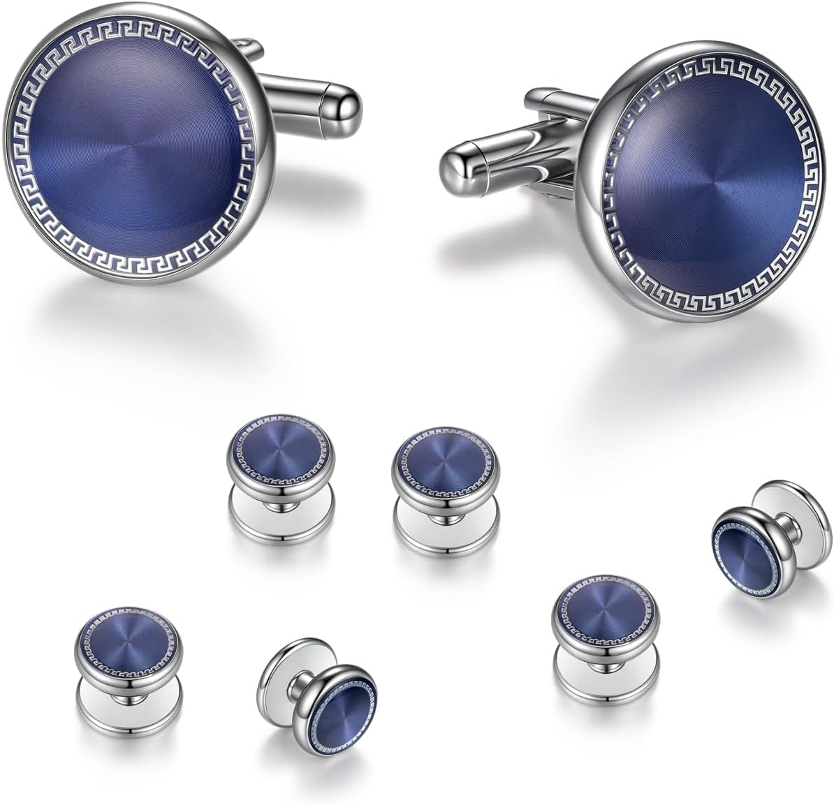 Mens Cufflinks and Tuxedo Studs Set Cuff Links Mens Tuxedo Buttons Cufflinks with Box for Tuxedo Shirts Wedding Business Gift