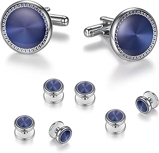 LBZ4ZUONISP Mens Cufflinks and Tuxedo Studs Set Cuff Links Mens Tuxedo Buttons Cufflinks with Box for Tuxedo Shirts Wedding Business Gift
