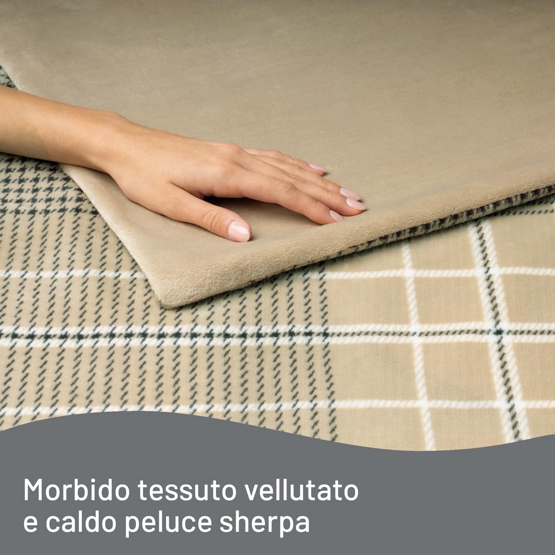 Imetec CaldoPlaid Elegance, Plaid Riscaldabile, Morbida Coperta Elettrica, 180x140 cm, Tessuto Double Face, Risparmio Energetico, Tecnologia Adapto, Rapido Riscaldamento, 6 Temperature, Lavabile