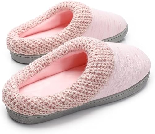 Miniatura 4 de SincereWay Pantuflas cómodas para mujer, con forro polar coral, tela de punto, acogedora, suave, pantuflas de espuma viscoelástica, zapatos