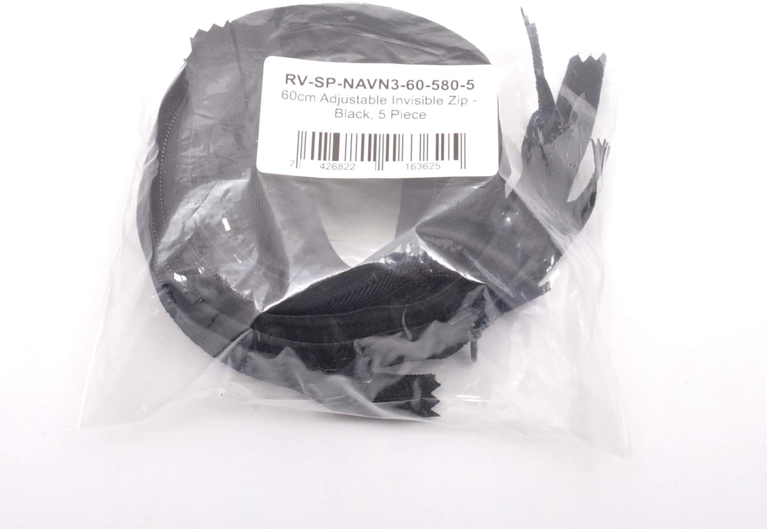 Trimz Adjustable Invisible Zip, Black, 60cm