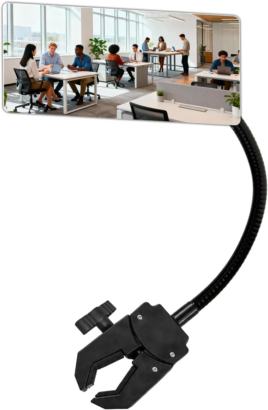 Clip-On Security Mirror, 360° Adjustable Convex Desk Rear View Mirror for Office Cubicles, Computer Monitor & Partition, Personal Safety Blind Spot for Workplace, Warehouse and Reception Desk