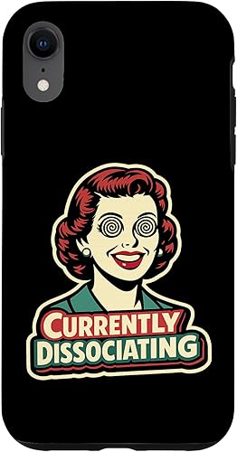 Currently Dissociating Retro 1950s Mom Spiral Eyes Humor Art Case for iPhone XR