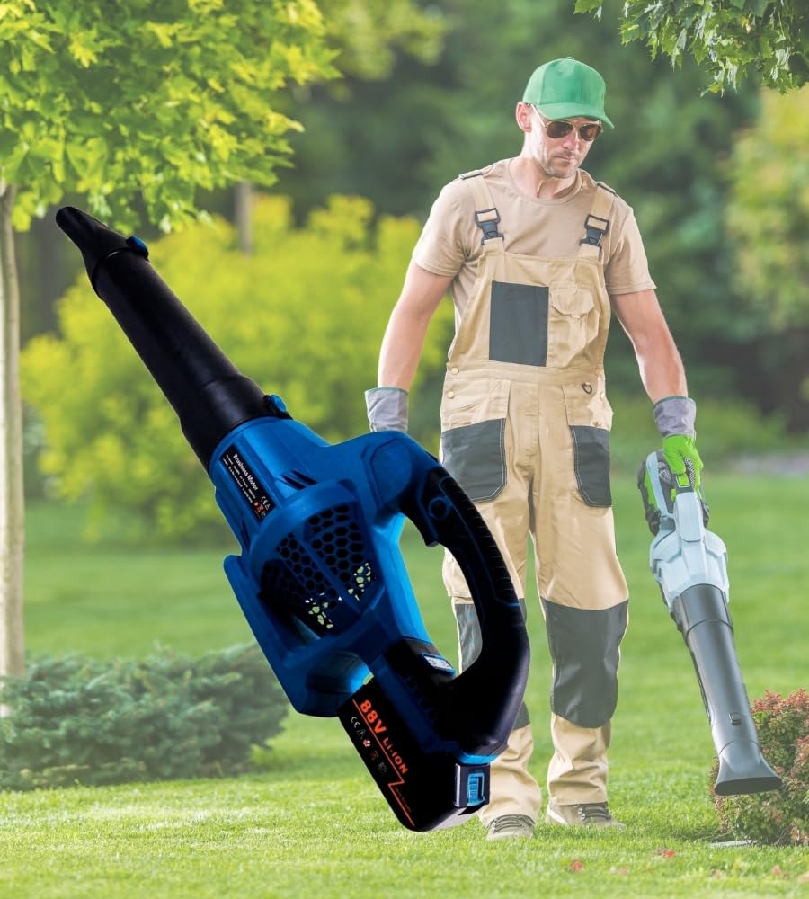 Soffiatore a Batteria, 6 Velocità Soffiatore Elettrico Portatile Senza Filo, Motore Brushless, 2 batterie Velocita Aria 160 MHP 30.000 RPM, Giardino Foglie