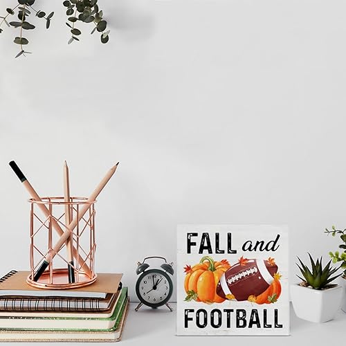 Miniatura 10 de Cartel de madera de otoño para decoración del hogar, letrero cuadrado de madera de otoño, decoración de escritorio, caja de placa de bloque de