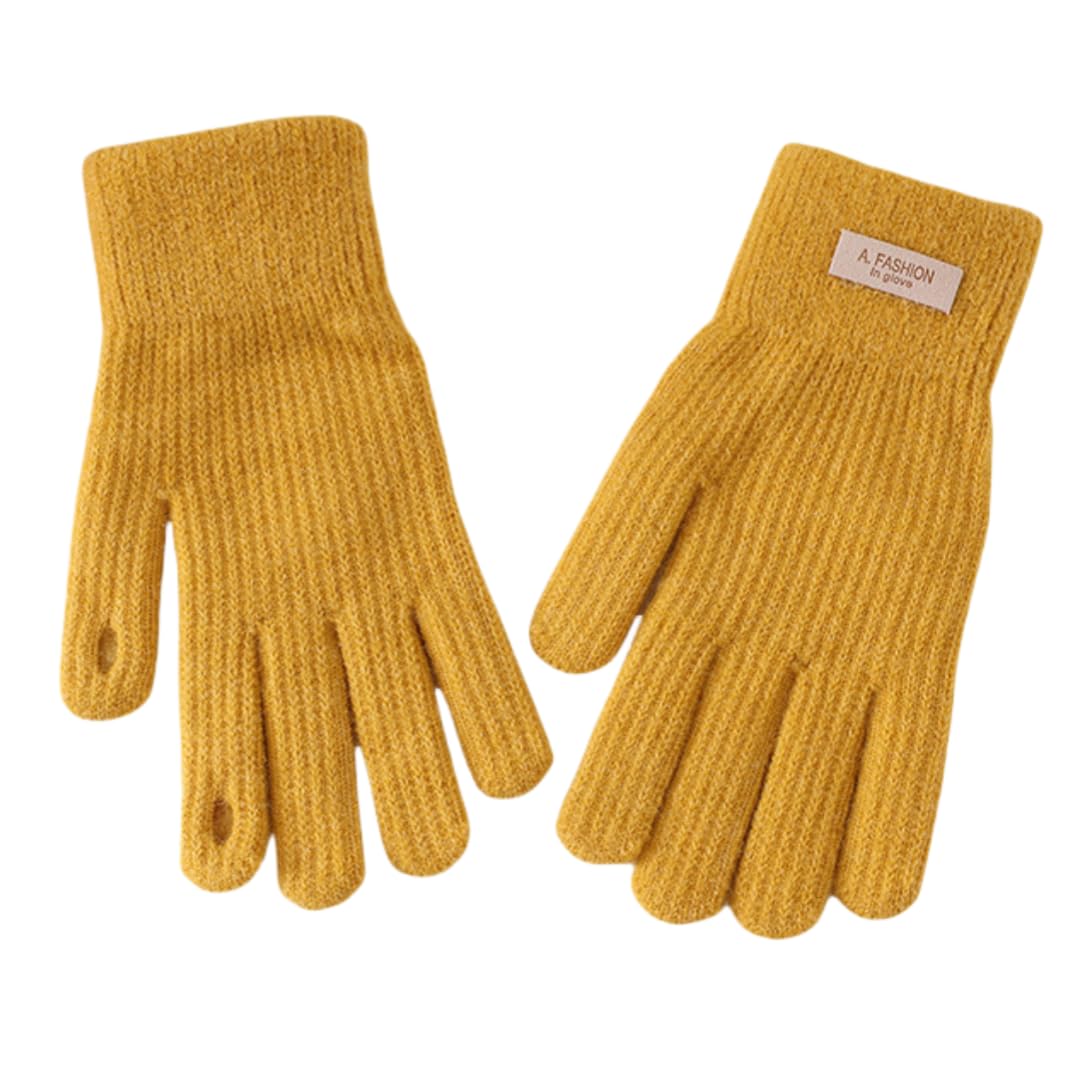 YISENJEE Cosy Gloves Women Winter Women'S Warm Thickened Outdoor Touchscreen Knitted Gloves - Yellow